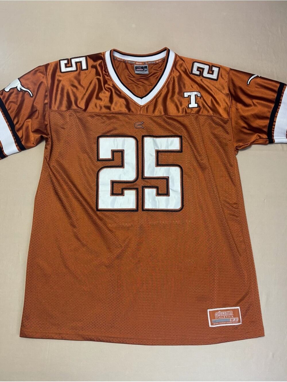 Colosseum University of Texas Burnt Orange Football Jersey Number 25 Size 2XL